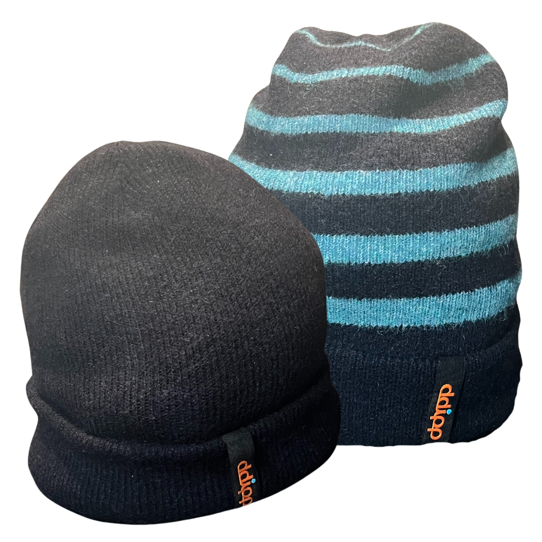 Barra Beanie Hat is a recycled blend of soft wool and plastics, creating a warm wooly hat, beanie.